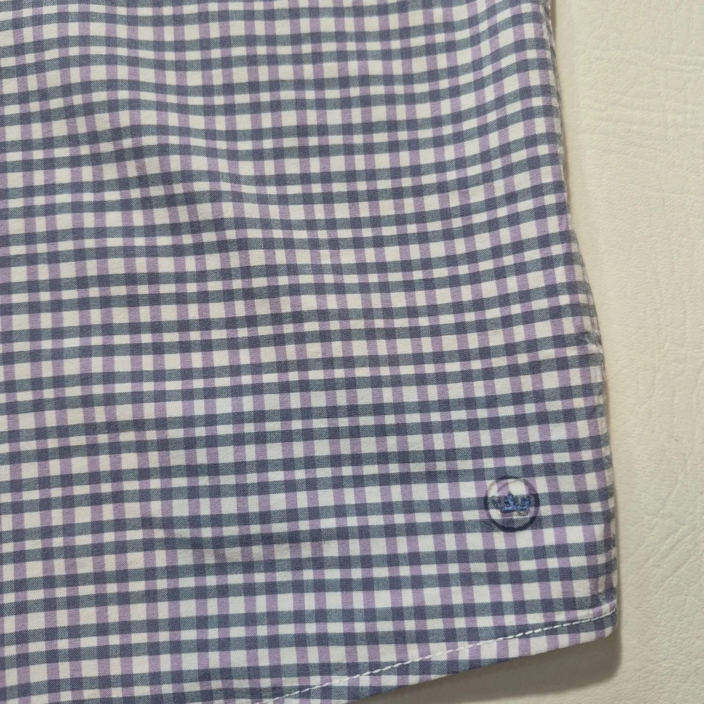 Peter Millar Shirt Purple Blue Plaid Flex Finish Long Sleeve Button Front Mens M - Picture 3 of 7